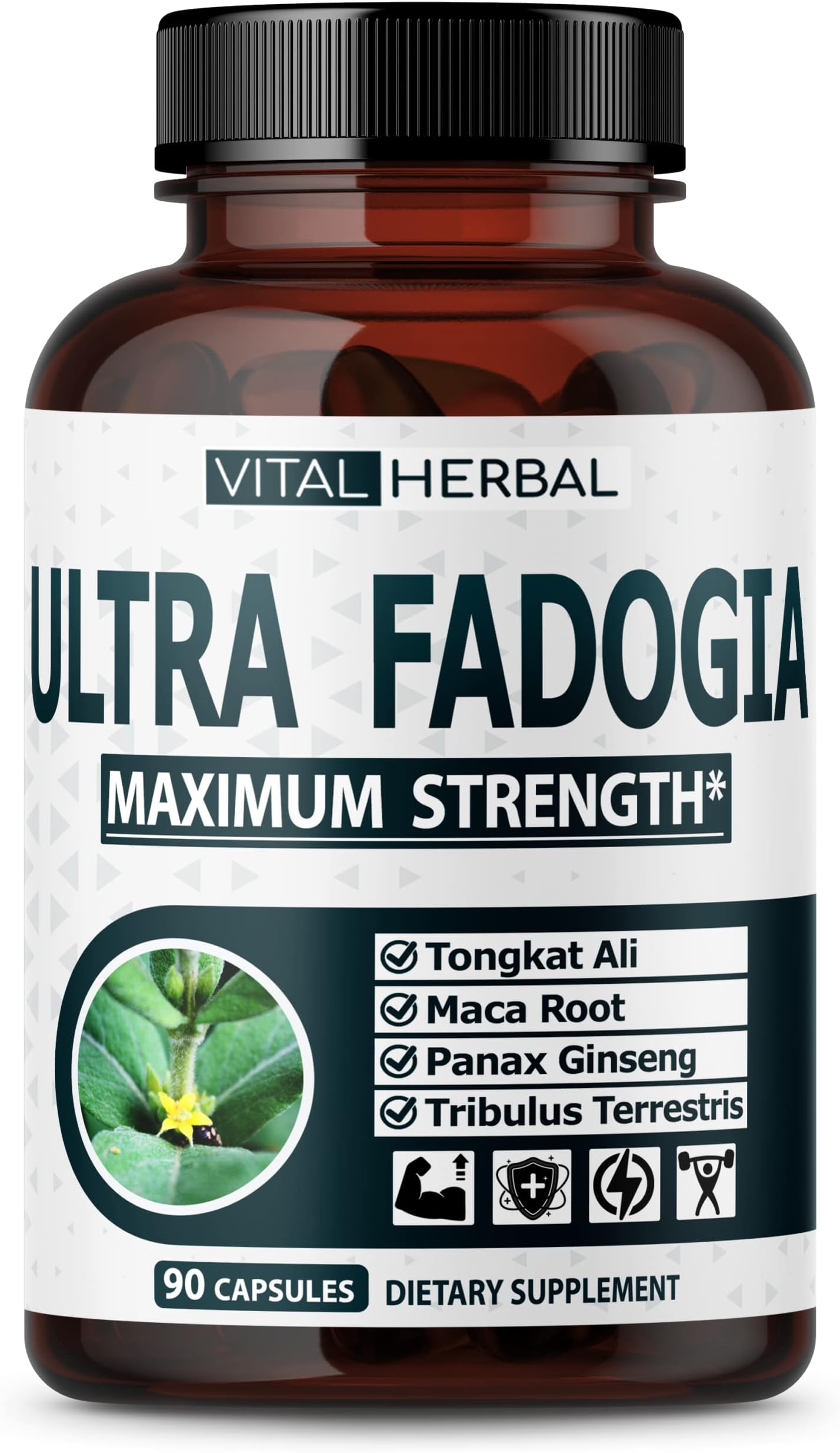 Fadogia Agrestis with Tongkat Ali Capsules for Maximum Strength with Ginseng Maca Root Tribulus - Boost Energy & Muscle Buider (90 Count (Pack of 1))