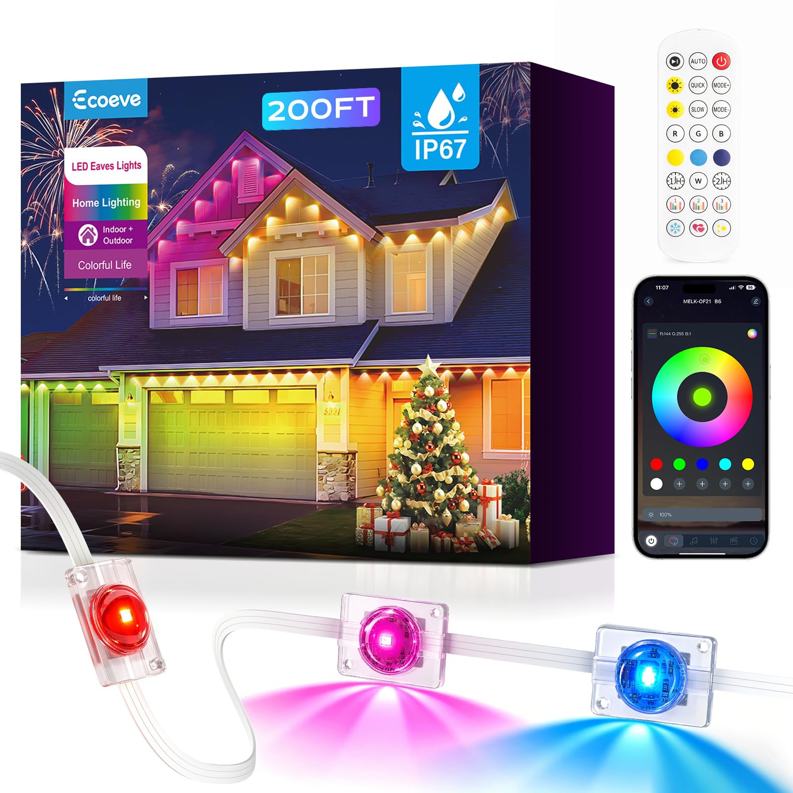 Photo 1 of Ecoeve Permanent Outdoor Lights for House, 200ft Christmas Floor Lamp