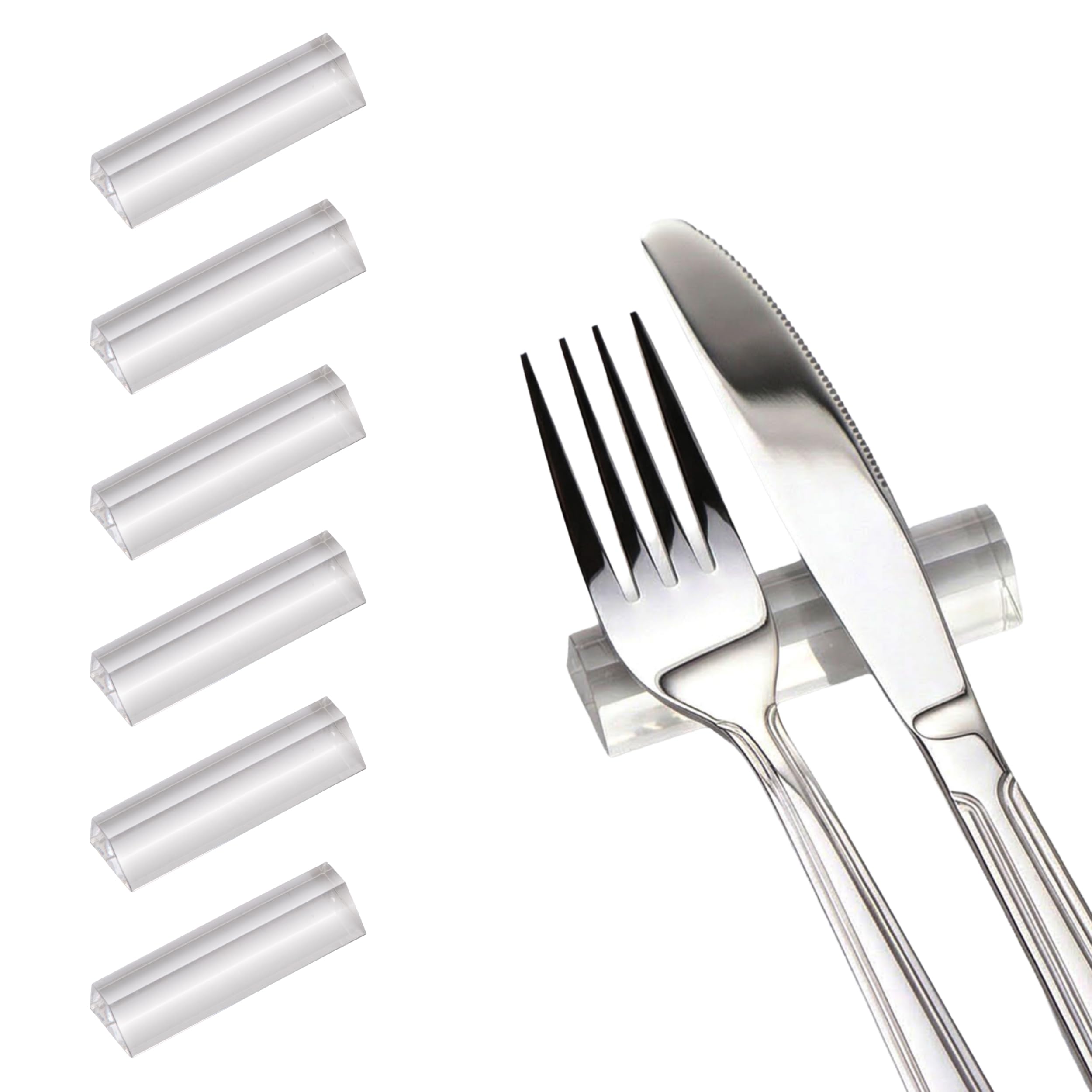 LINEE Recanati MEDITERRANEA Poggiaposate – Kit 6 Pezzi in PMMA Trasparente 7x2x1 cm – Accessorio da Tavola Elegante – Made in Italy