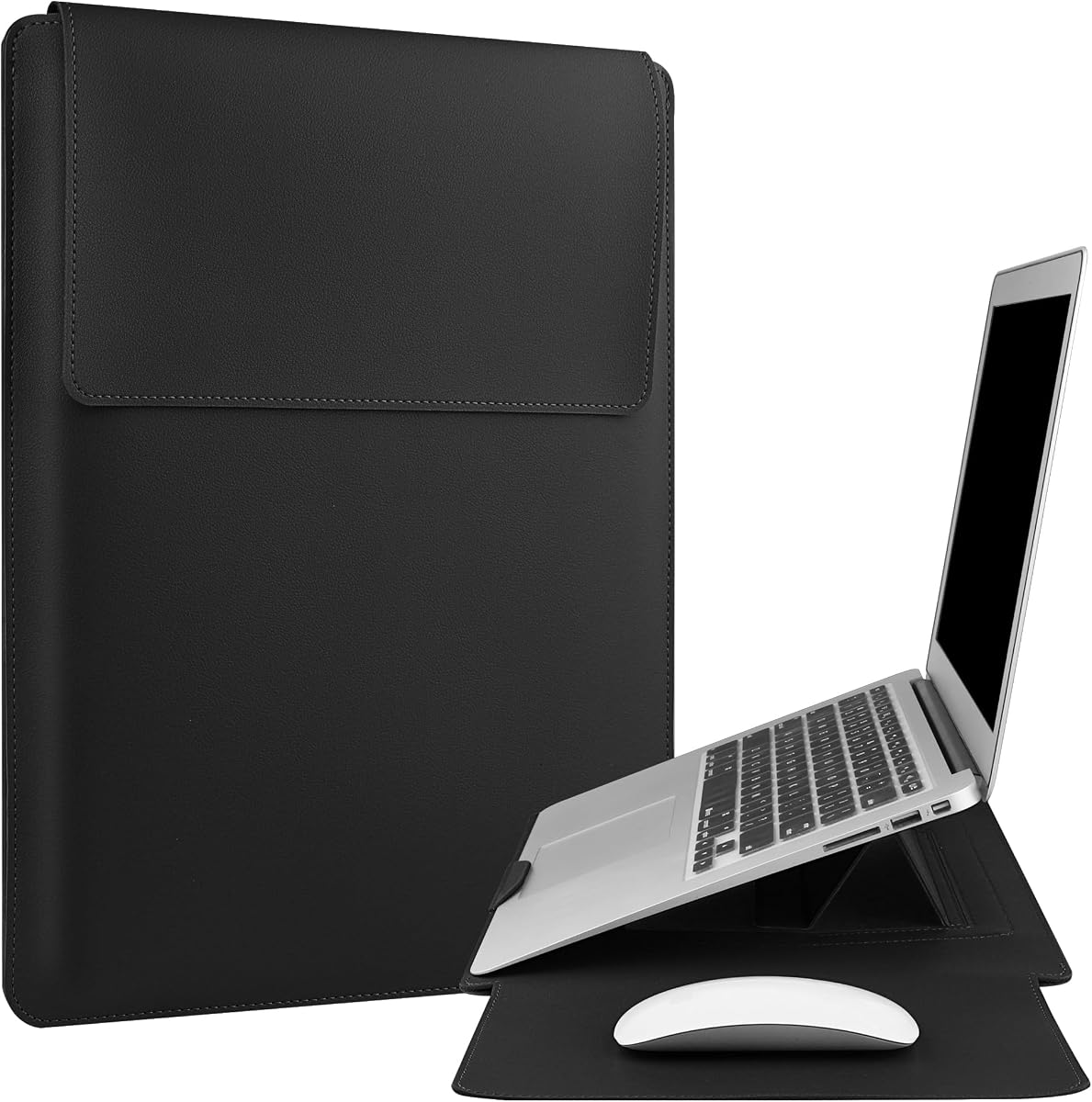 HoYiXi Funda para portátil de 15,6", Compatible con MacBook Pro 16/15,4", MacBook Pro 15, Mac Air 15, Funda Impermeable Suave para PC de 15 y 16 Pulgadas para HP, Dell, Funda para portátil de 15", Negro