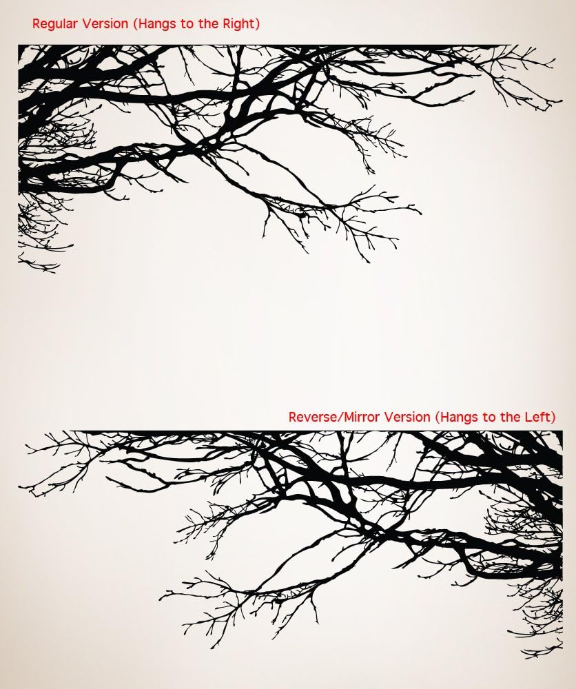 Large Wall Decal Sticker - Semi-Gloss White Tree Branches, 44in X 100in, Right to Left. Removable, No Paint Needed, Branch Wall Stencil The Easy Way