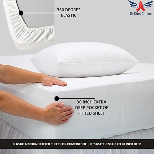 Miniatura 4 de Juego de sábanas olímpicas de 600 hilos, tamaño Queen, 100% algodón egipcio, 600 hilos, calidad hotelera, acabado satinado, 30 pulgadas, bolsillos