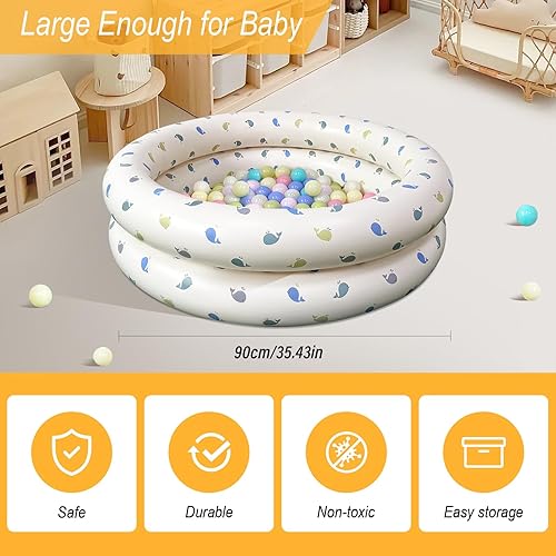 Miniatura 5 de AirSwim Piscina para niños, pozo de bolas portátil para niños pequeños, piscinas inflables para niños, niñas, hoyo de juego para perros, uso en