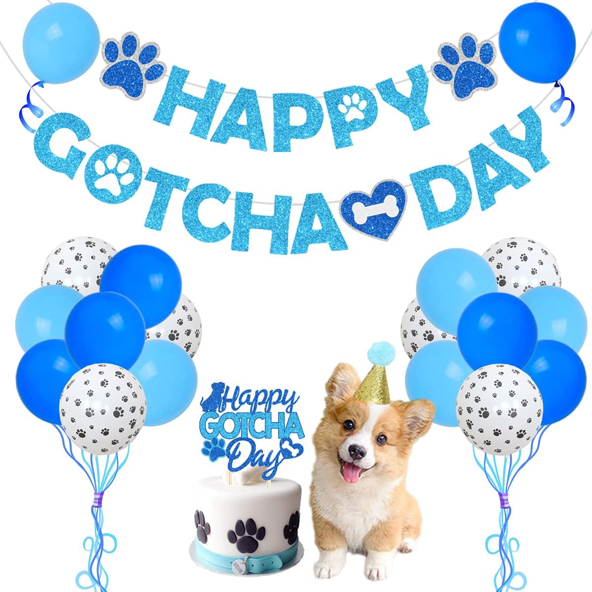 Buy Pet Adoption Party Decorations Blue, Happy Gotcha Day Birthday