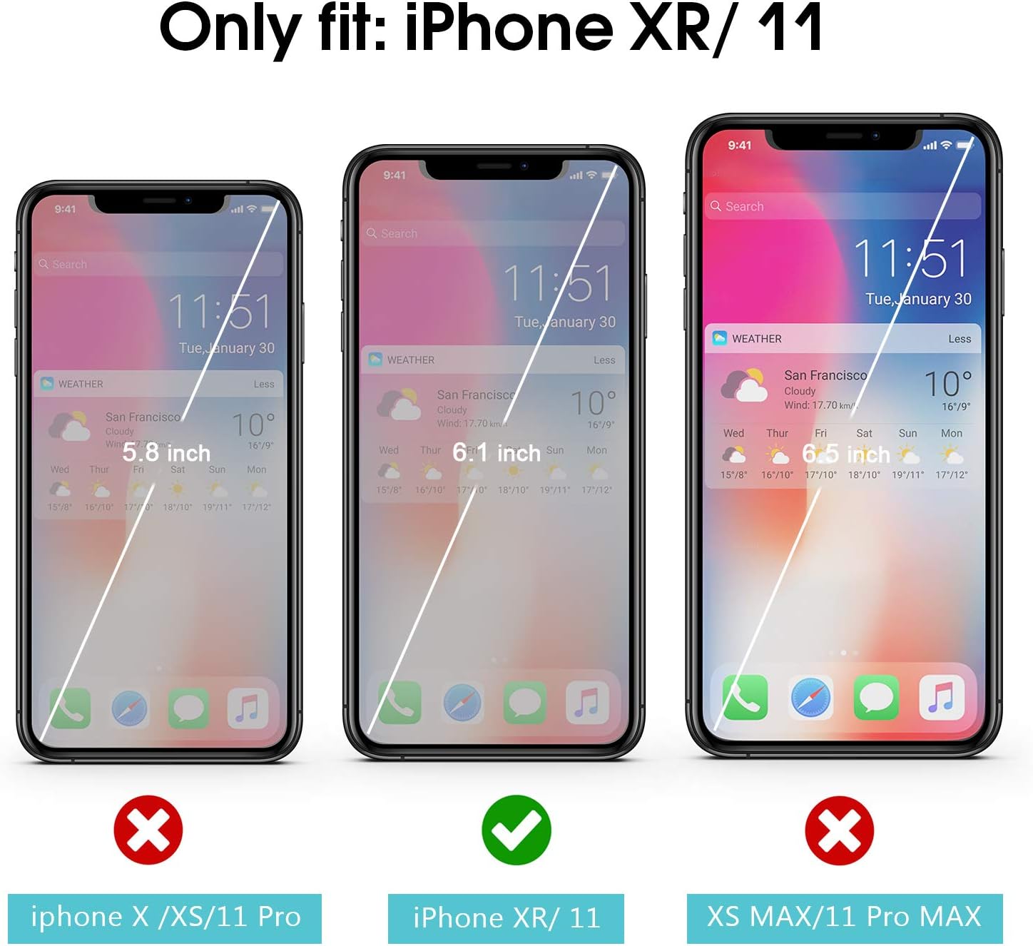 OTAO Privacy Screen Protector for iPhone 11/iPhone XR 6.1inch True 28°Anti Spy Tempered Glass Full-Coverage (2 -pack)