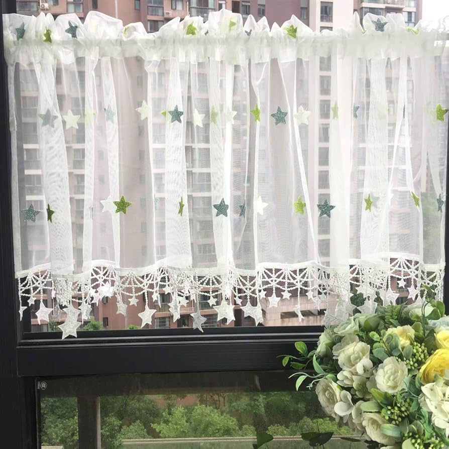 サマーセール　チューリップ柄.メッシュ布地のカフェカーテン 9800402.jpg