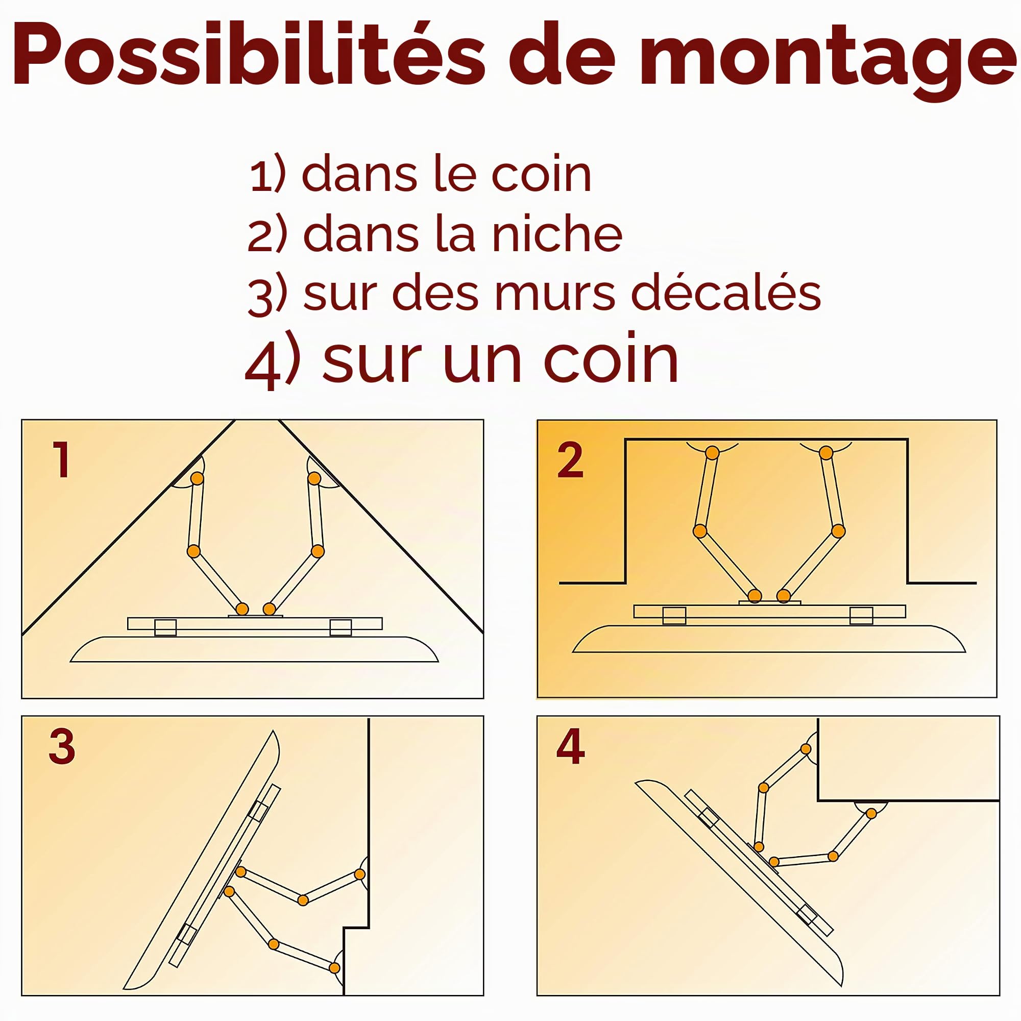 Support mural multifonctionnel, pivotant et inclinable pour TV - Montage d'angle - Montage mural décalé - Montage en niche - VESA jusqu'à max. 400 x 400 pour 26-55" extensible jusqu'à 47 cm