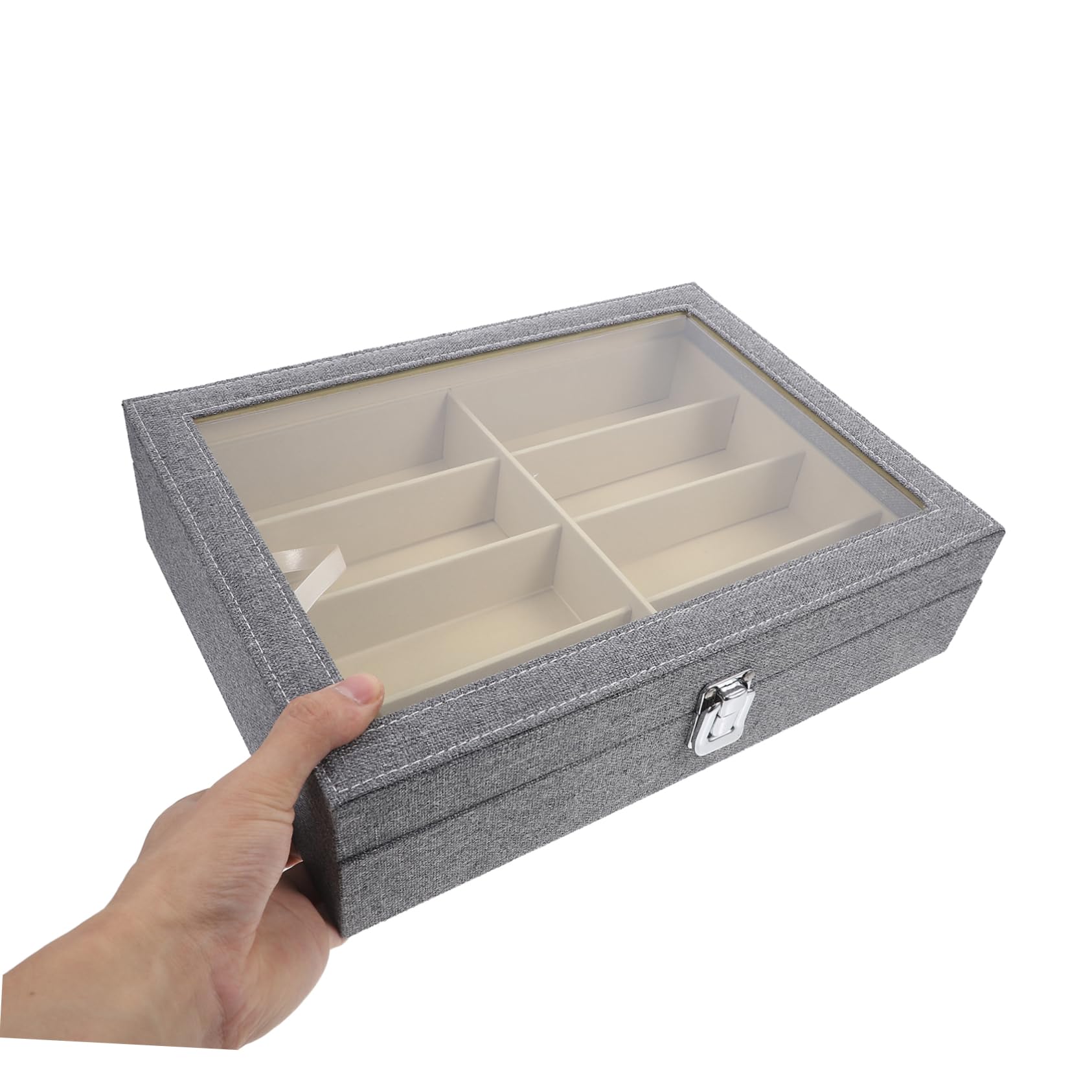 VALICLUD Organizzatore Occhiali a 8 Scomparti in Lino, Box Esposizione | Uso Commerciale e Personale, Salva Spazio, Vacanze Estive, Adatto a Vari Stili