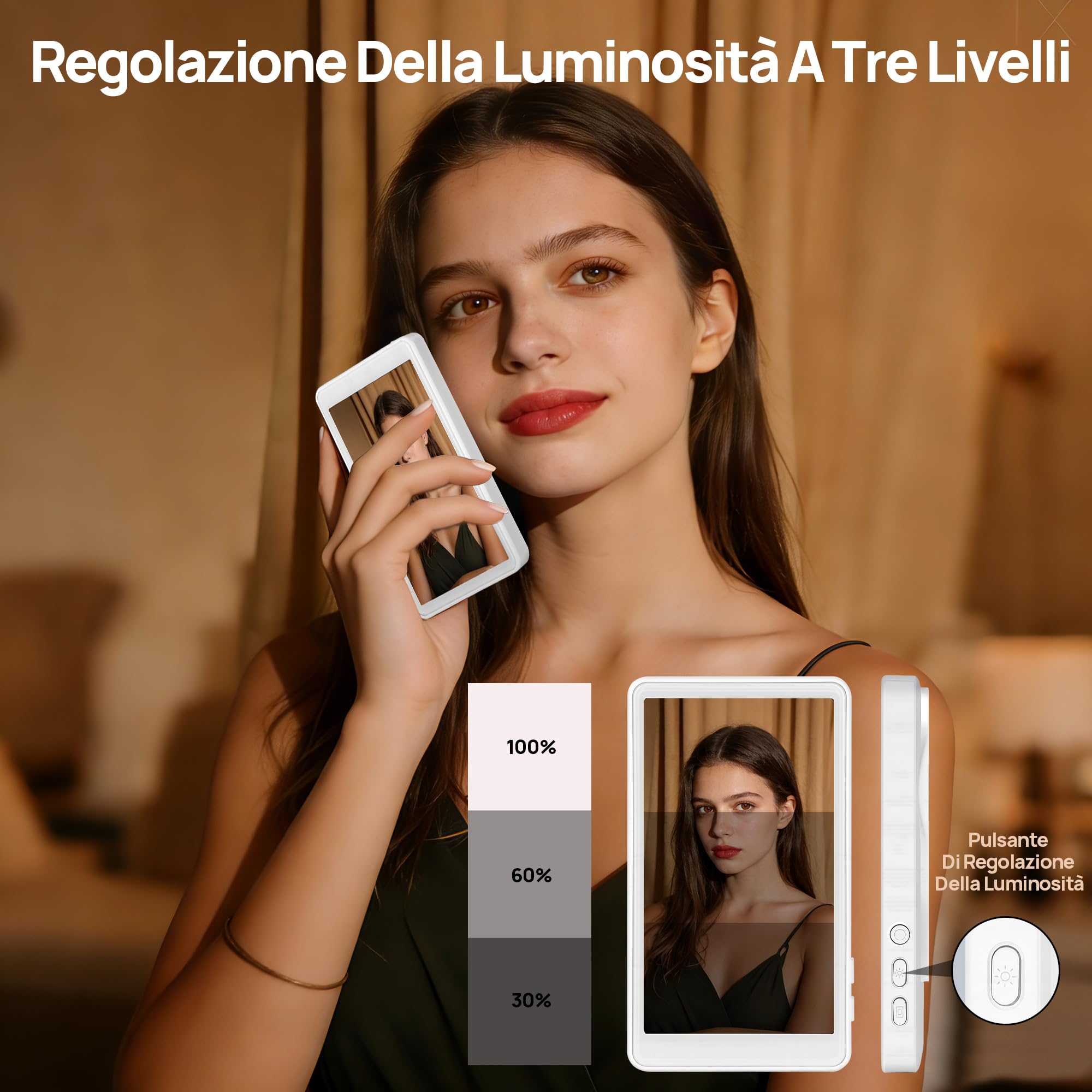Vlog Selfie Monitor Schermo per Telefono, Wireless Magnetico Telecamera Posteriore Phone Monitor con Gamma 164FT, Schermo per Selfie con Telecomando Bluetooth per Youtube TikTok Live
