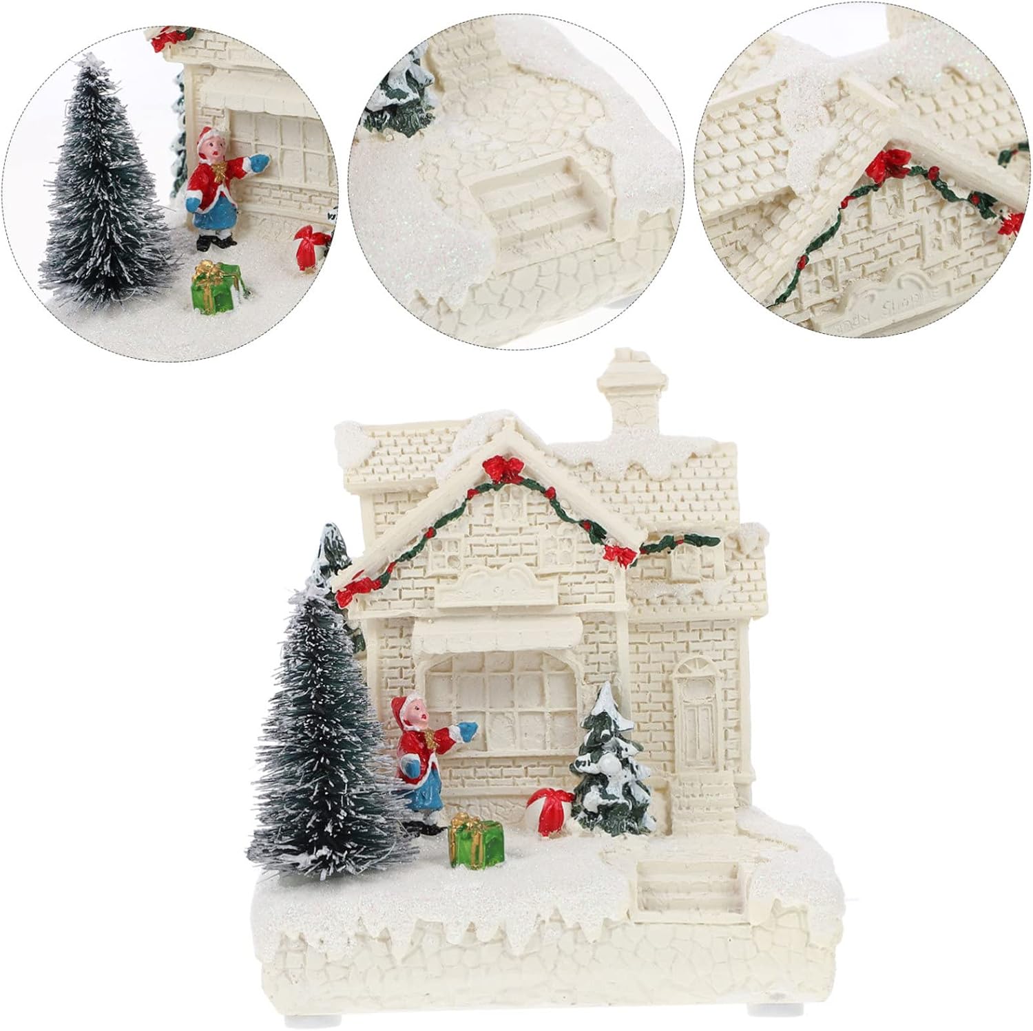 ULTECHNOVO 1Pc Christmas Micro House Decor Light Up Mini House Shaped Ornament for Holiday Party Decoration Festive Xmas Desktop Display No Battery Included