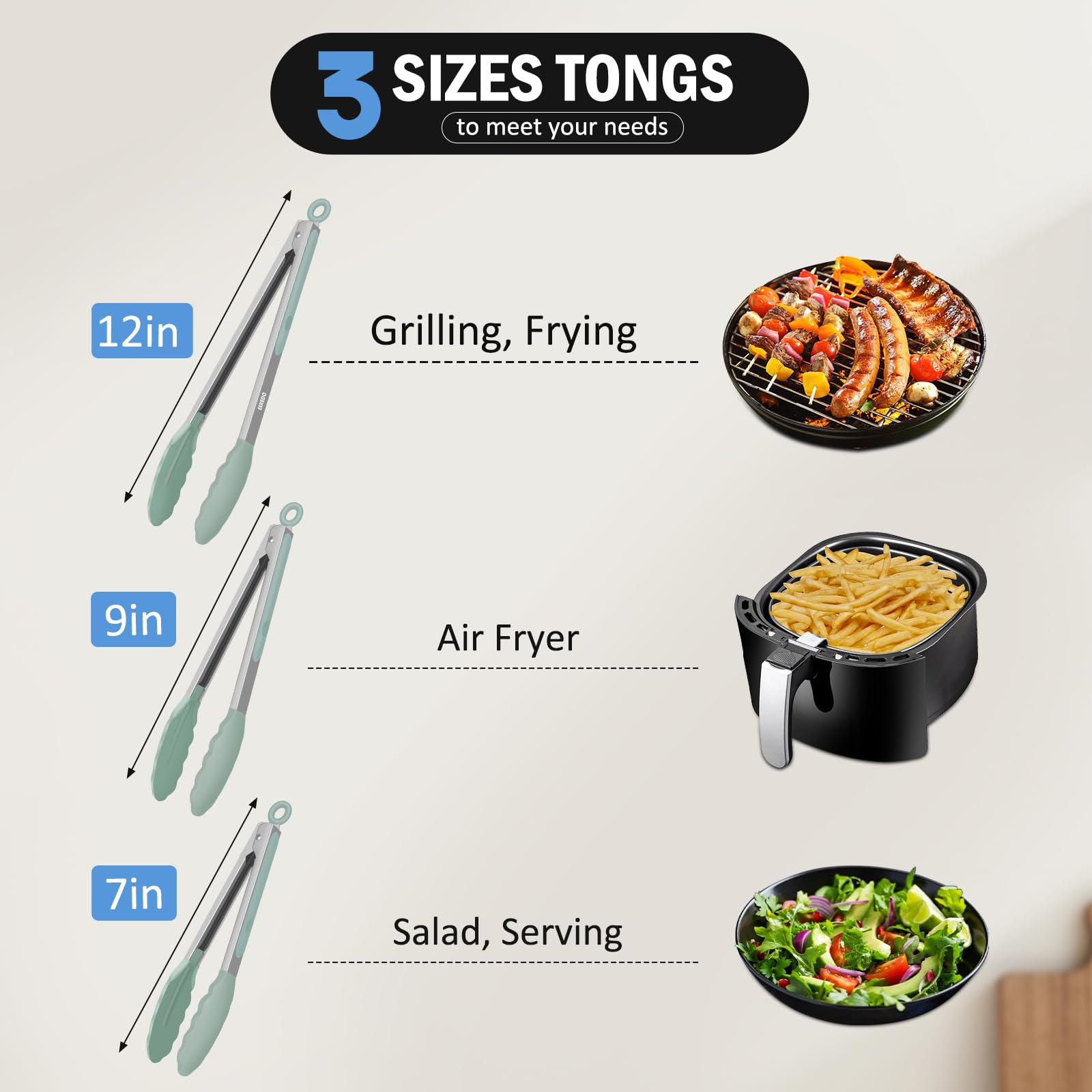 EEKEDO Silicone Tongs - Non-Stick Cooking -2