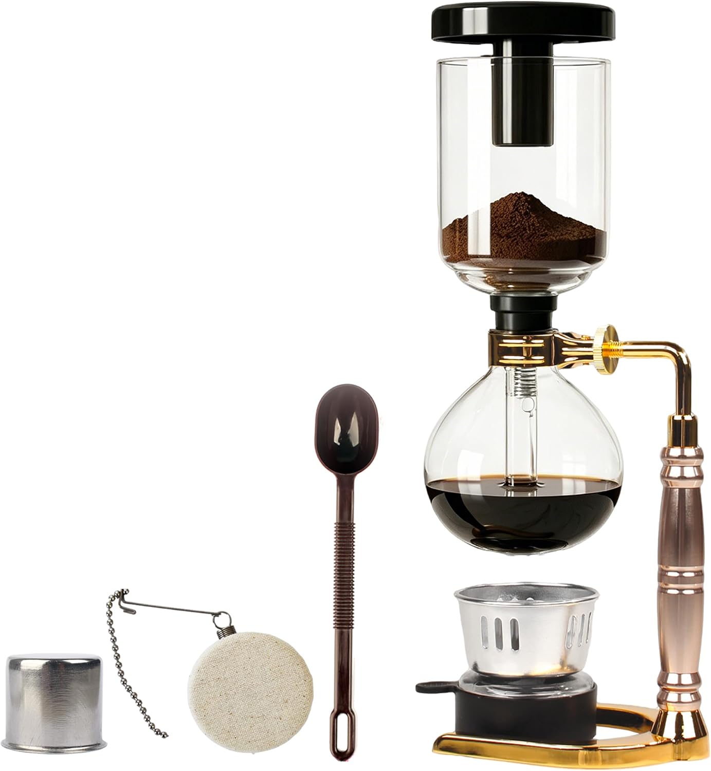 Siphon Coffee Maker 3-Cup Japanese Compact Glass Vacuum Coffee Maker