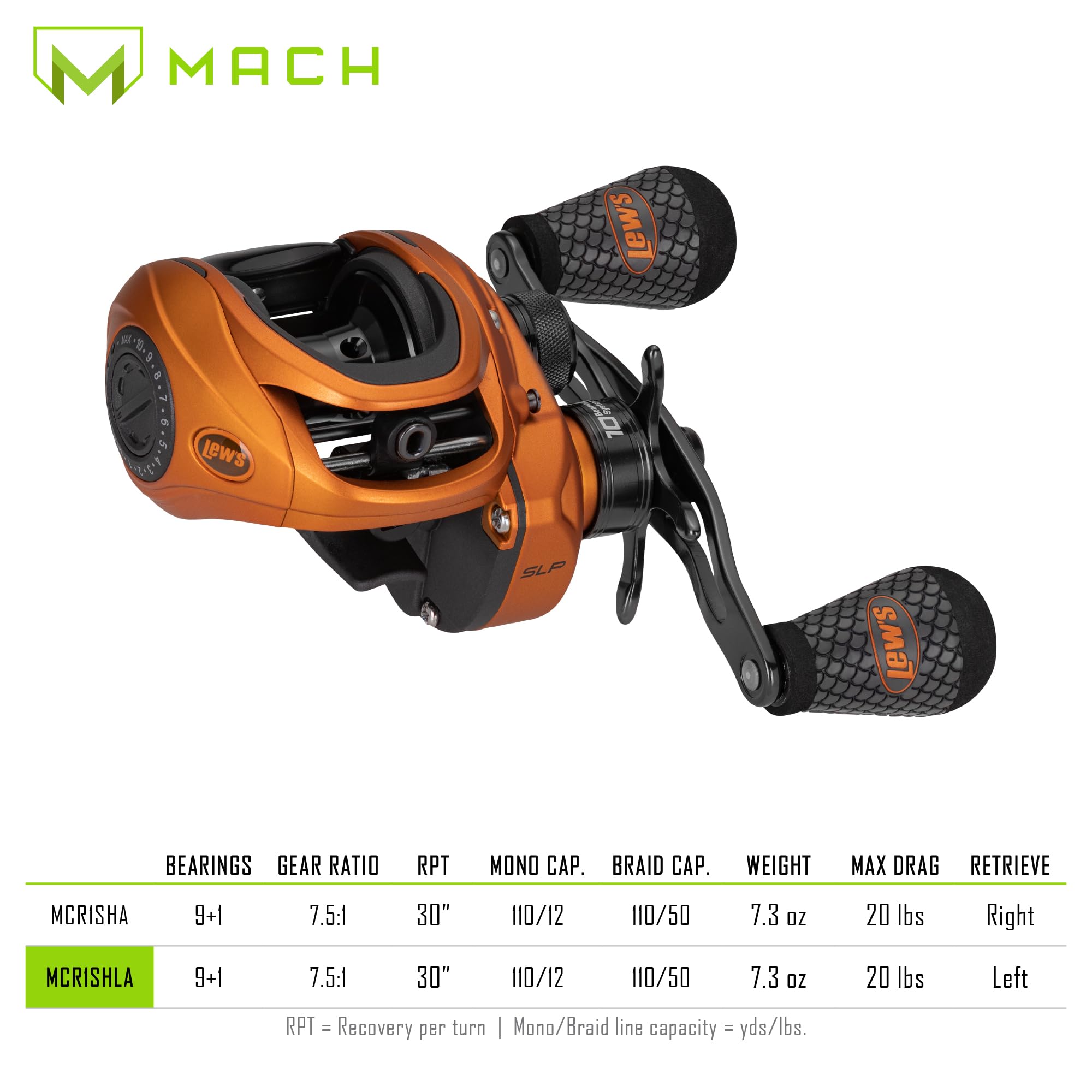 Lew's Mach Crush MCR1SHLA Moulinet pour gaucher Orange Taille