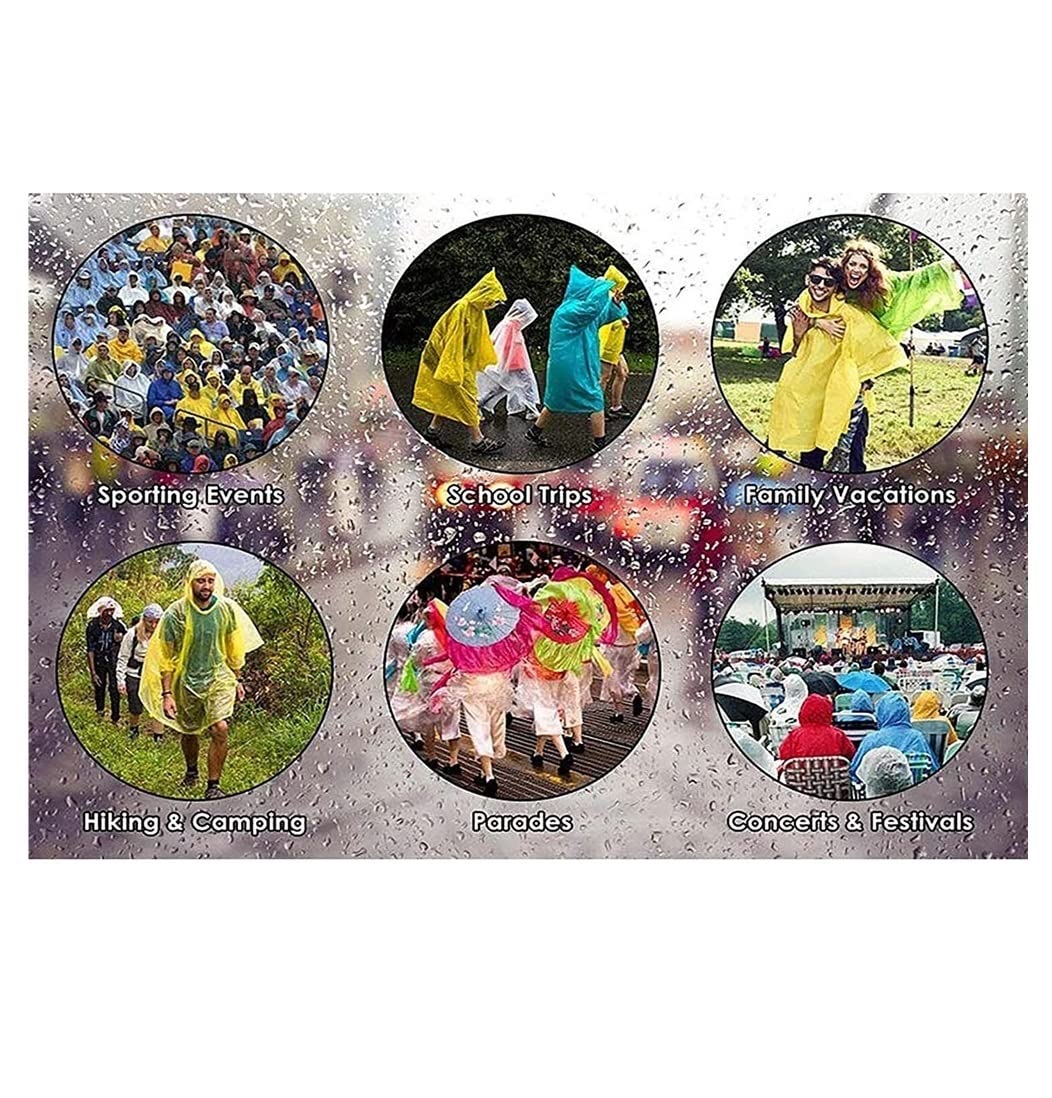 Capa de Lluvia Reutilizable Chubasqueros Largos De EVA 5 Uds, Poncho Lluvia Unisex Reutilizable, Chaqueta Con Capucha Plegable Ropa de Agua para Exteriores