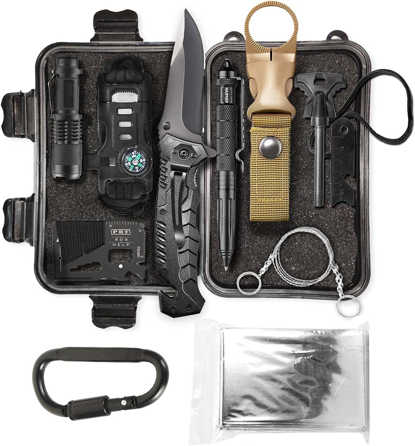 LIT FITNESS Survival Kits Emergency Survival Kit, Including Rock Climbing Gear, Emergency Blankets, Survival Bracelet, Tactical Pen, Tactical Flashlight, Gifts for Men