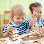Liangding 100-Piece Blocs de construction de planches en bois pour les enfants 3+ | Uniforme 100 x 20 x 7 Planches en bois de mm pour empiler, équilibrer et construire avec la gravité; pas de colle ni de connecteurs nécessaires