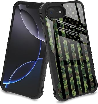 for iPhone 17e/16e Case Army Green Camo American Flag
