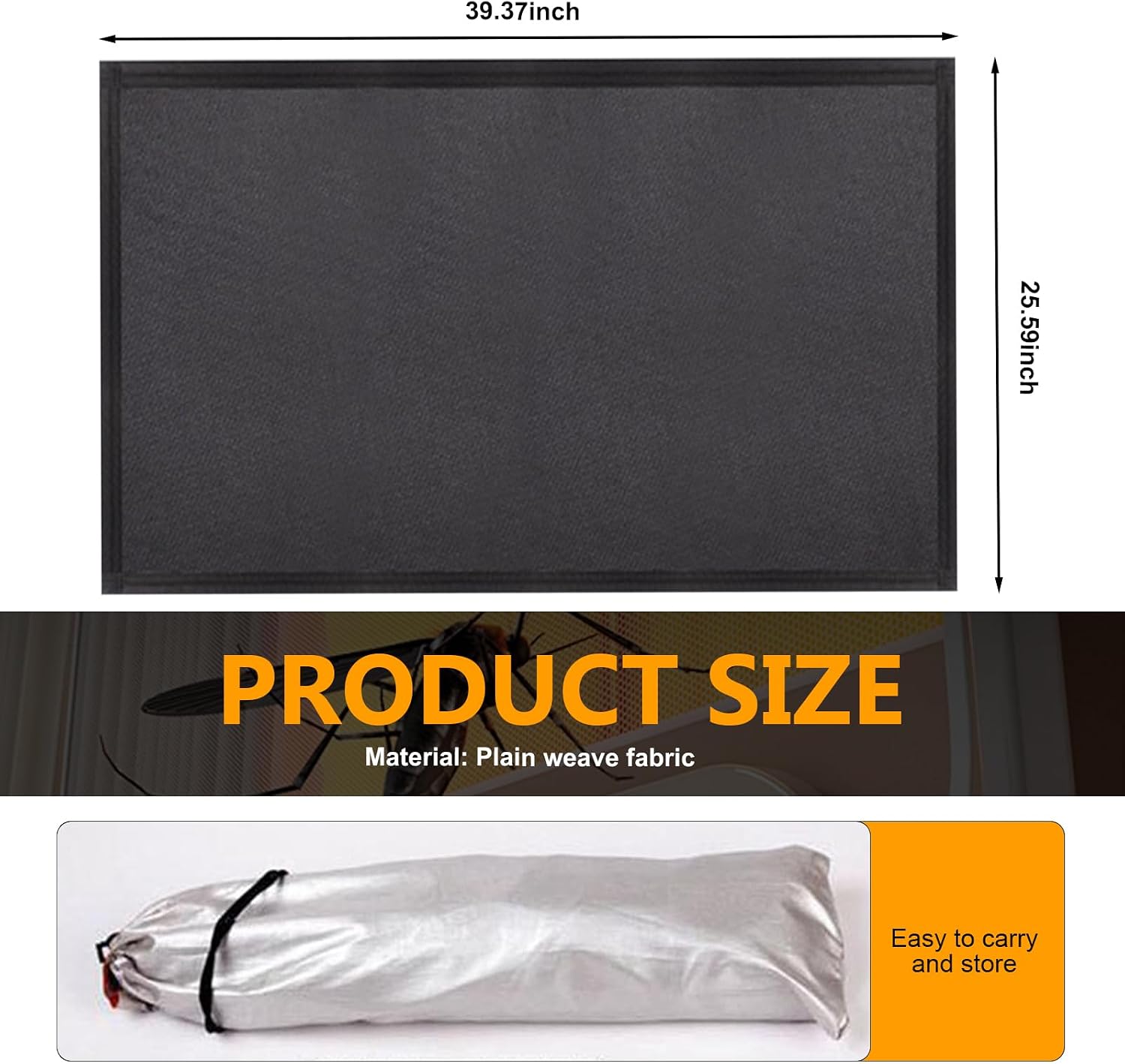 Car Sunroof Sun Shade, Dustproof and Heat-insulating Skylight Mesh, Breathable and Foldable Adsorption Type Keep Cool Sun Protection Cover, for Most Cars Trucks (Black #39.3" x 25.5 ")