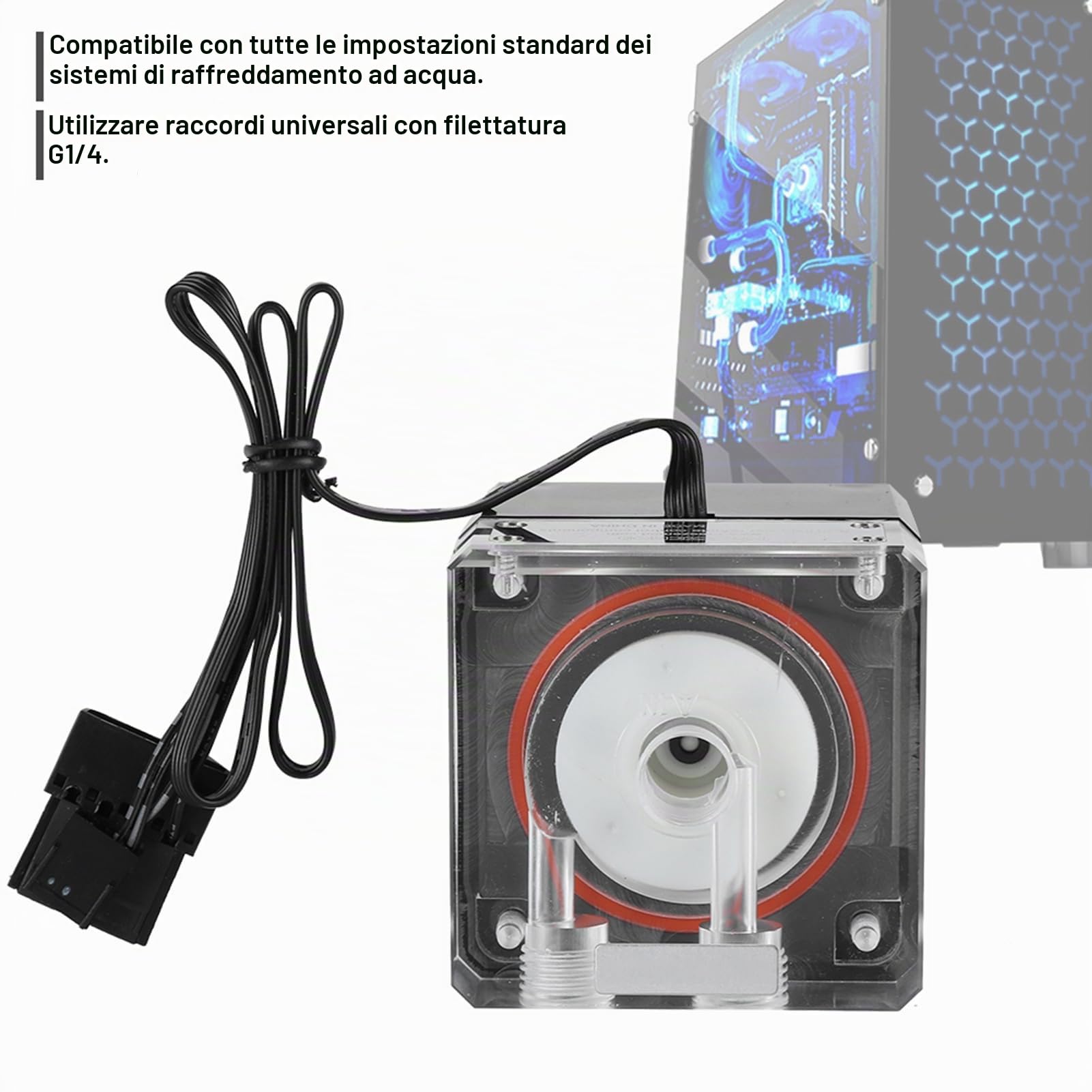 Pompa 'Acqua Muta Integrata di Raffreddamento ad Acqua del PC, Pompa 'Acqua G1/4 del di Raffreddamento ad Acqua di DIY Che Supporta velocità di Controllo
