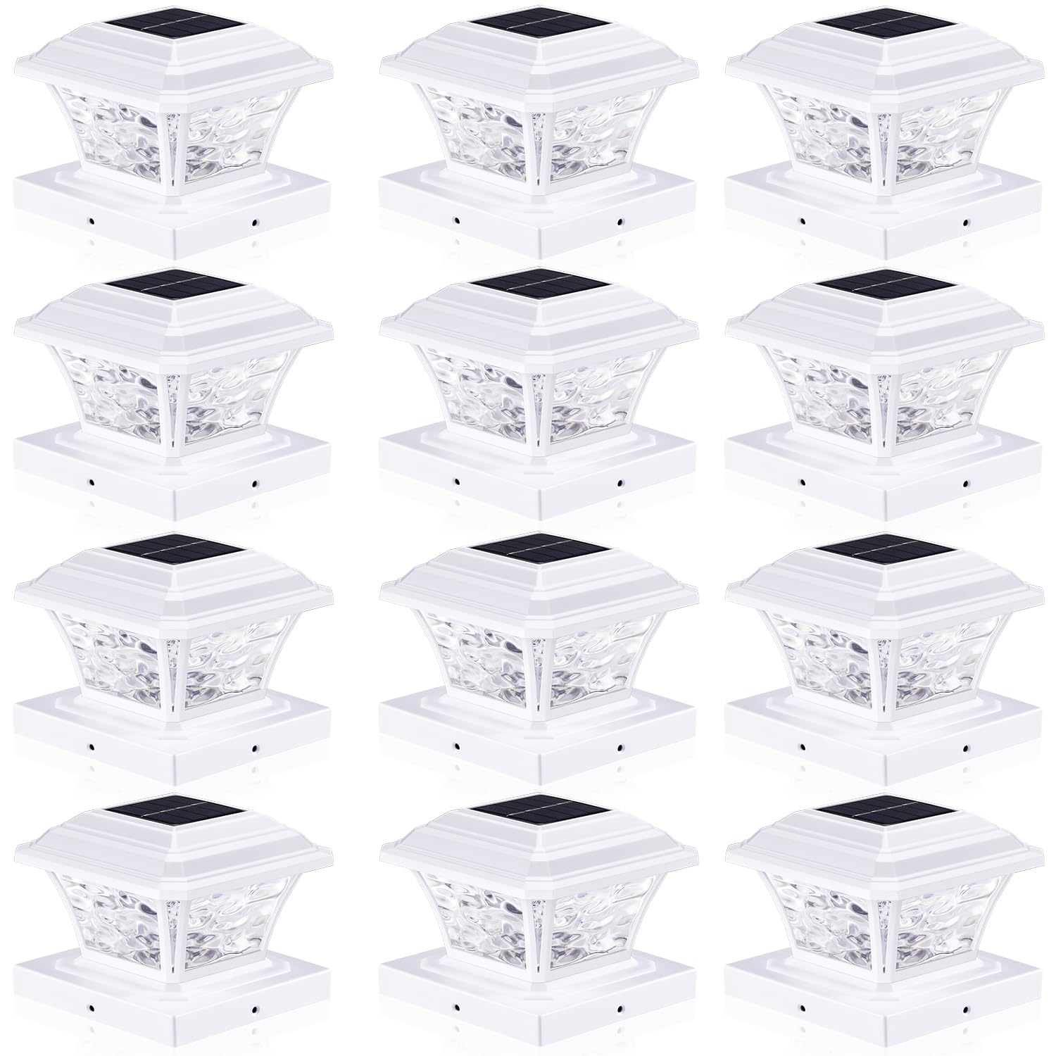 AEFRELEOHT Solar Post Cap Lights, Warm White/RGB Automatic Cycling/Fixed RGB Color, 9 Colors to Choose, 20 Lumens Fence Post Solar Lights for 3.6x3.6