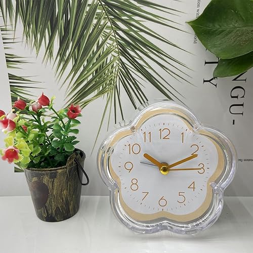 Miniatura 5 de Reloj despertador, con forma de flor, silencioso, para mesita de noche, marco transparente, sin tictac, reloj digital de cuarzo para sala de estar,