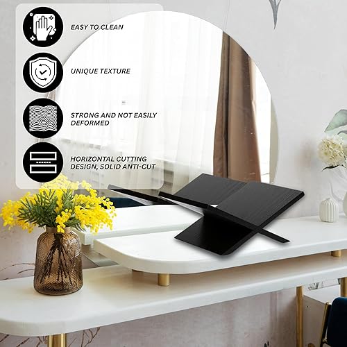 Miniatura 3 de Soporte para libros de madera maciza, soporte grande de madera de roble negro con marco cruzado para libros y exhibición para mesa de centro y