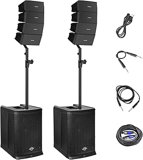 GWS-044 12-Inch Line Array Speaker System with Bluetooth TWS USB XLR Input, 3600W Stereo PA Speaker System Include 2 Subwoofer and 2 DJ Speakers Set for Gigs,Parties,Weddings,Clubs