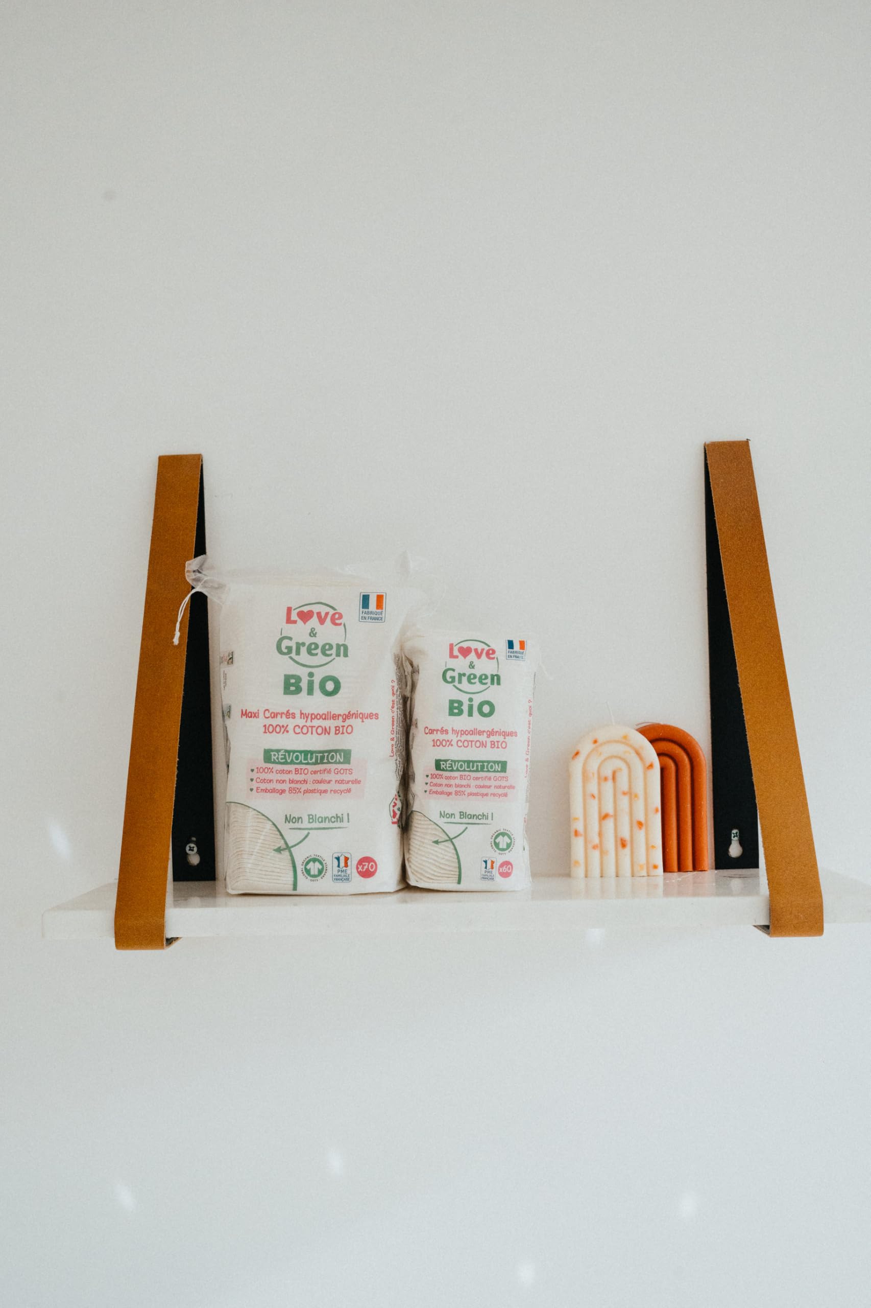 Love & Green Bio - Cotone quadrato, 1 confezione da 60 pezzi