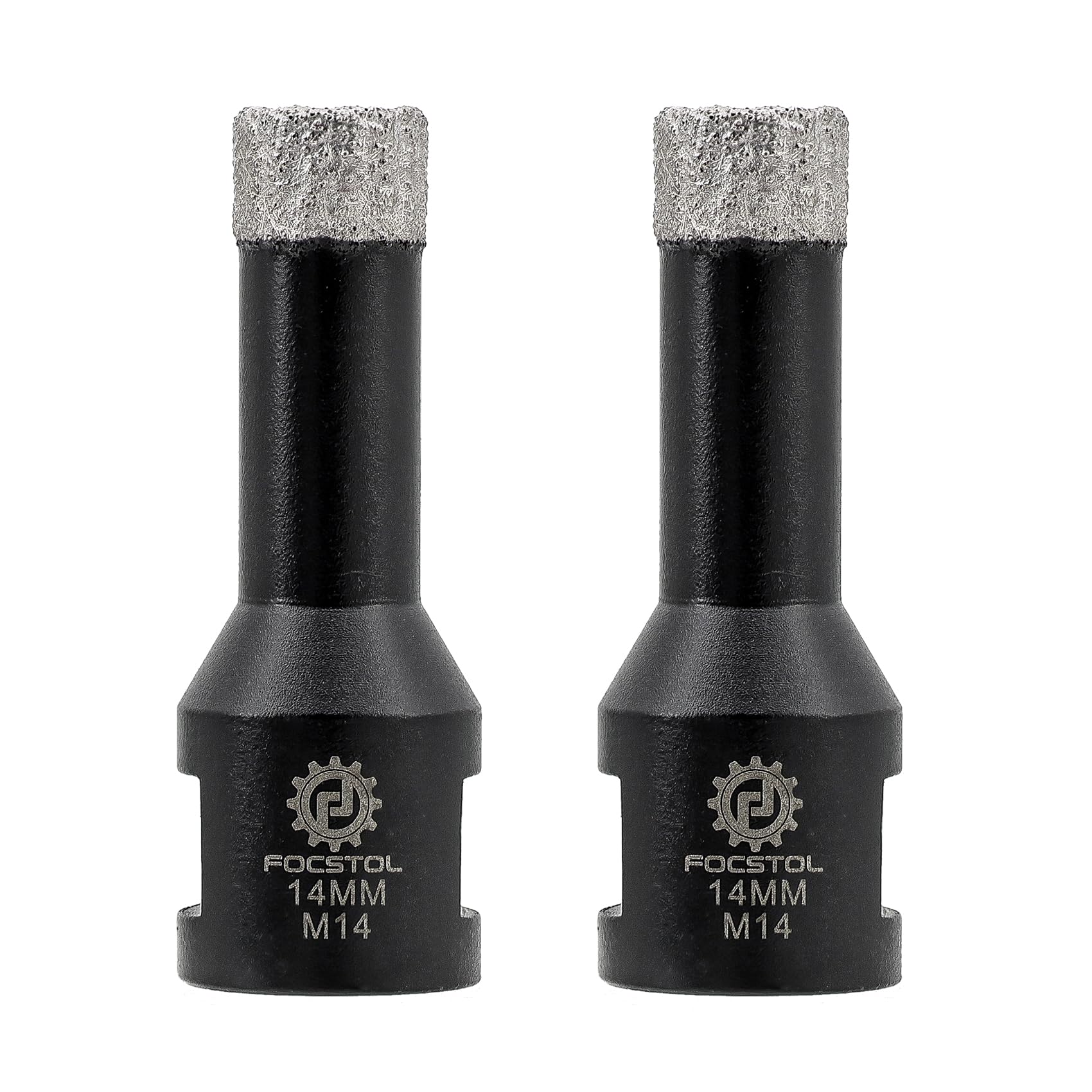FOCSTOL Diamond Core Drill Bit - 2pcs 14mm Diamond Hole Saw for Porcelain Ceramic Tile Marble Granite Quartz M14 Thread
