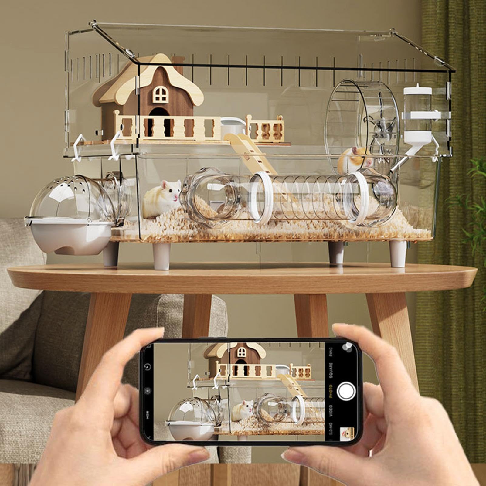 Jaula para Hámster Sirio Enclosure Transparente de Acrílico de 2 Capas | Recinto para Hámster para en Casa, Interior, Exterior, Observación en Tienda de Mascotas o Jardín