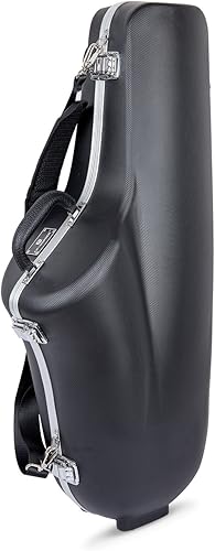 Miniatura 18 de Crossrock Funda para saxofón tenor ABS – Textura de diamante azul contorneado, interior de terciopelo azul profundo, bolsillo para accesorios