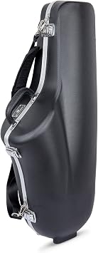 Crossrock ABS Tenor Saxophone Case | Contoured Black Shell, Blue Plush Interior, Shoulder Strap, Accessory Compartment   Lightweight Hardshell -Black CRA862TSBK