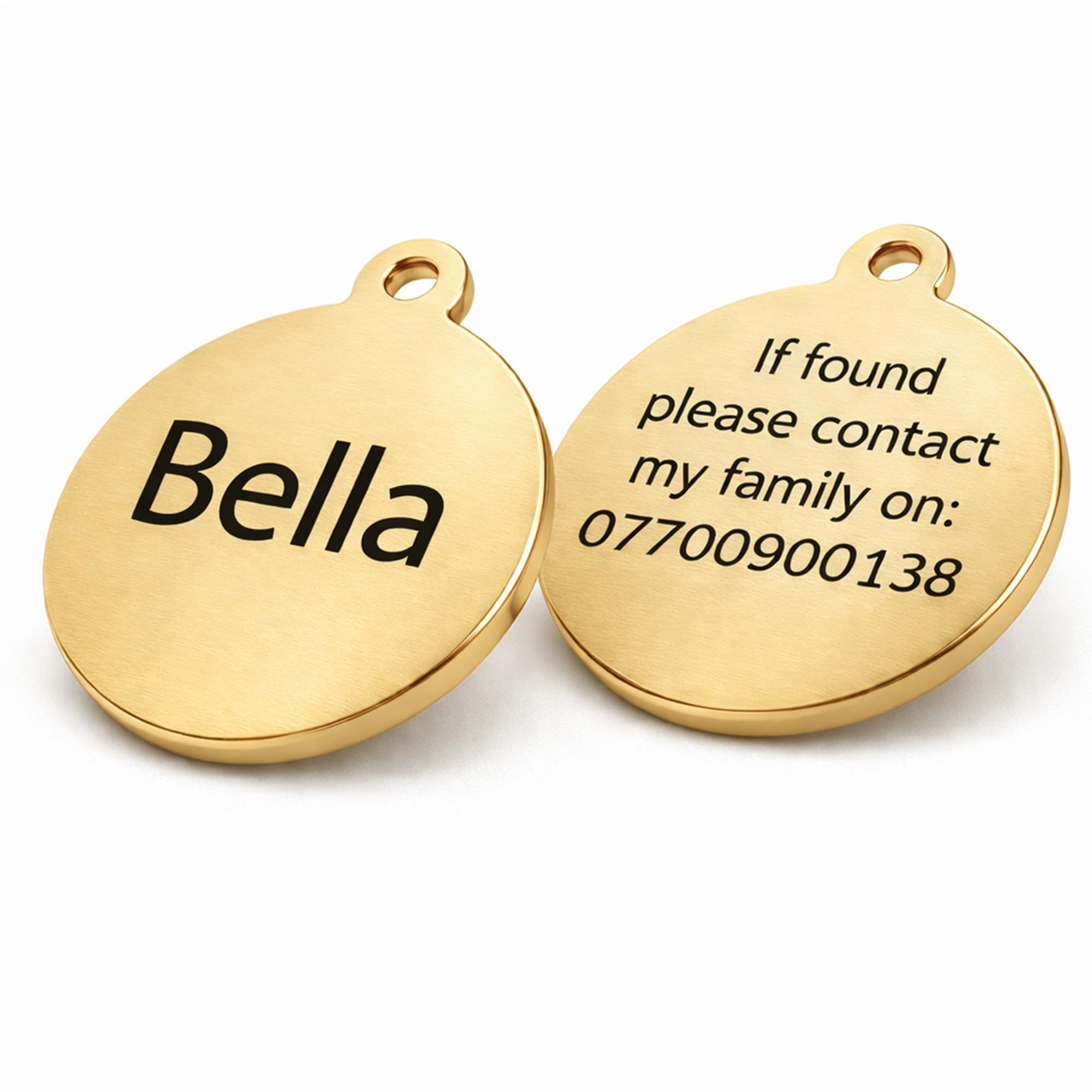 KreateSquare Personalised Dog Tag, Engraved Stainless Steel Collar Tag