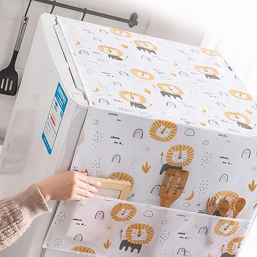 Miniatura 6 de Fundas para lavadora y secadora para la parte superior, cubierta superior de lavadora, linda funda a prueba de polvo para refrigerador de león, con