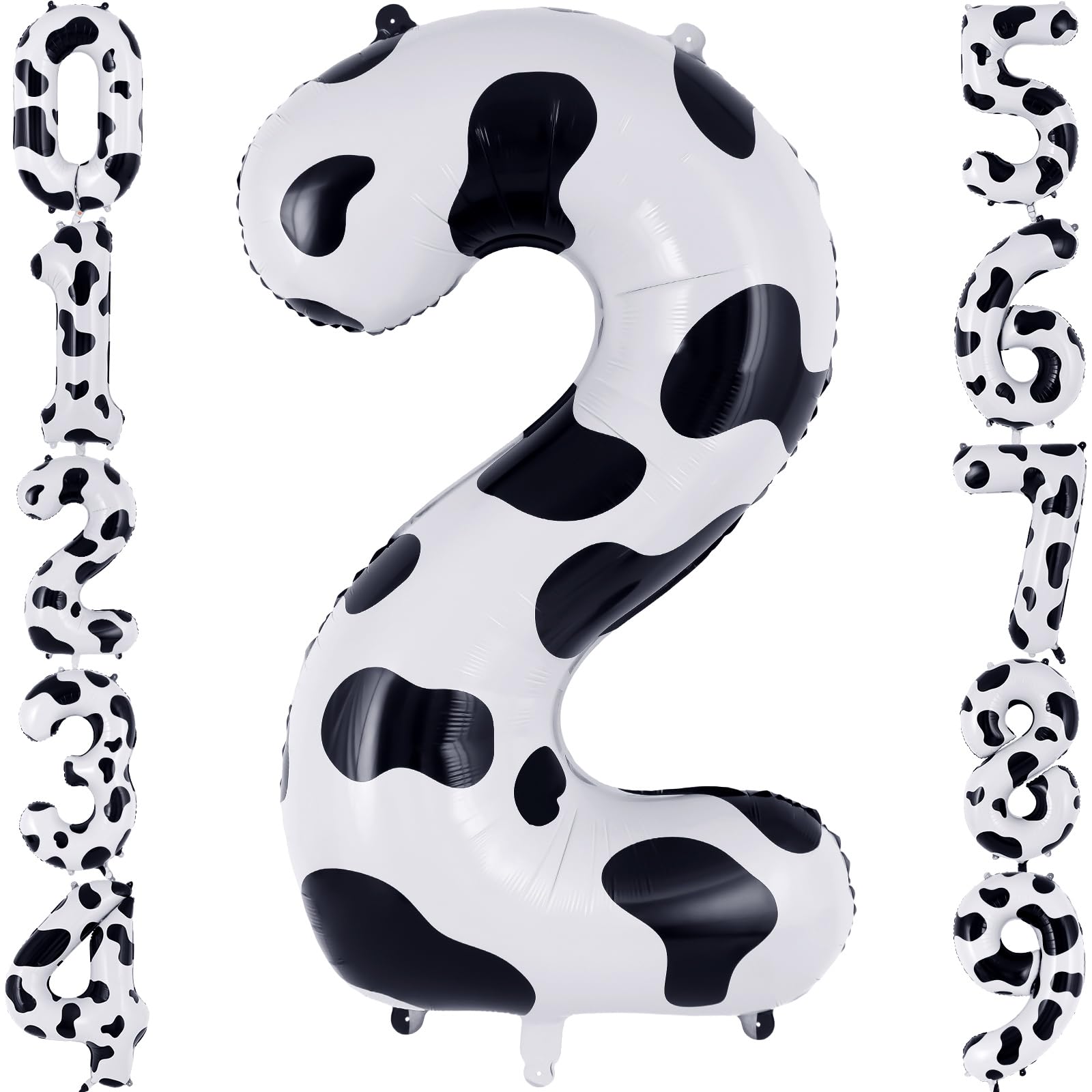 Cow Print Number 2 Balloon, Large 40 Inch Cow Number Birthday Balloons, Foil Mylar Number 2 Balloons for 2 Year Old Birthday Party Decorations Supplies Animal Farm Cowboy Cowgirl Themed Party