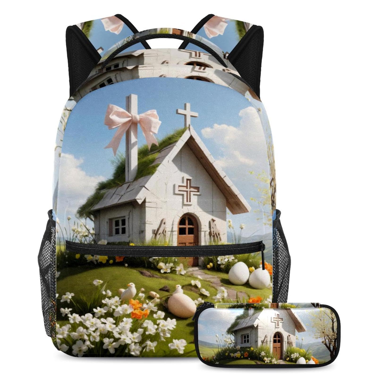 Sac à dos ergonomique 40cm et trousse pratique multicolore