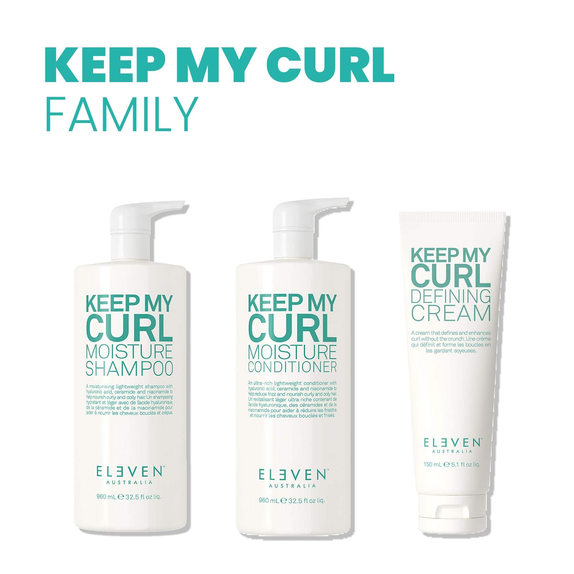 ELEVEN Australia Keep My Curl Defining Cream – Crème de Définition Anti-Frisottis pour Cheveux Bouclés et Ondulés – Au Quinoa et Thé Vert – Végan – 150ml