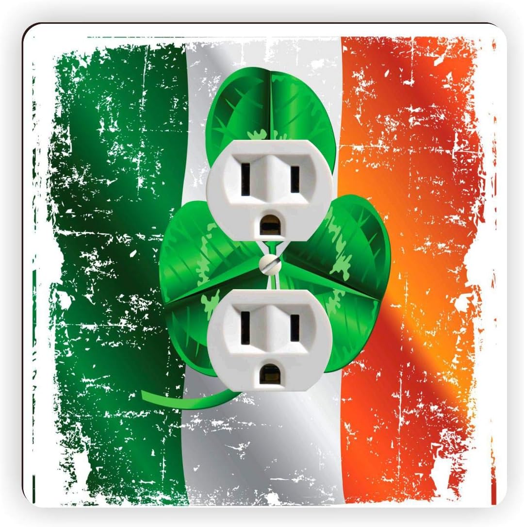 Irish Flag with Shamrock -Light Switch Plate Cover - Double GFI Double Rocker - Two Gang Switch Plate Cover Switch Plate Cover