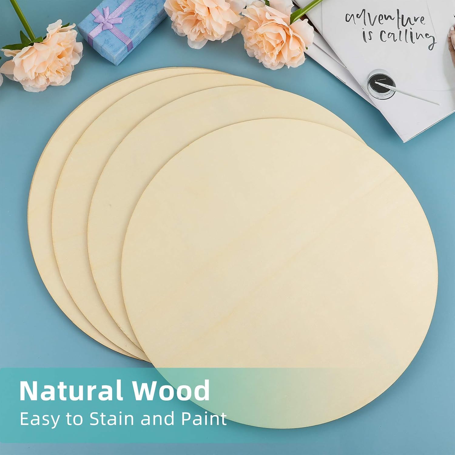 6 Pieces Round Wood Circles Unfinished Wood Slices Cutout for Craft Door Hanger, Pyrography, and Painting (6 Inch)