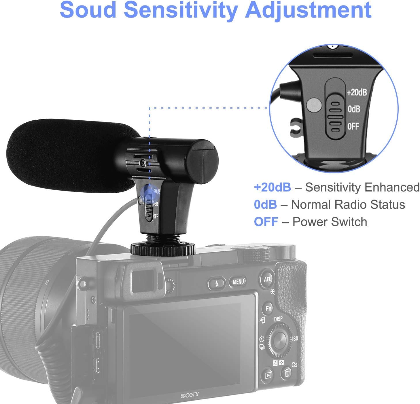 ploture Camera Microphone, Video Microphone with Shock Mount Deadcat Windscreen for Sony, Nikon, Canon, Fuji, DSLRs, Camcorders, Photography Interview Shotgun Mic with 3.5mm Jack