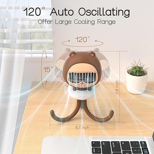 Miniatura 7 de KinYiLO Lindo ventilador de cochecito con clip para bebé, ventiladores portátiles sin aspas silenciosos, funciona con batería recargable de 4000