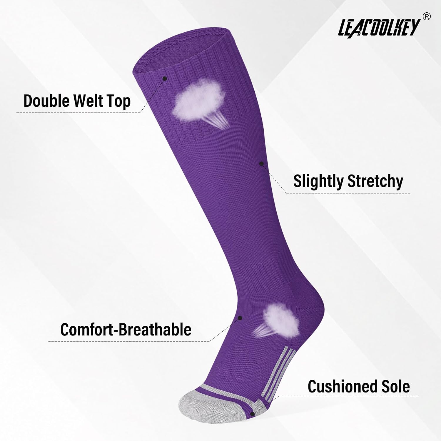 LEACOOLKEY Baseball Belt and Socks Combo Set Softball Soccer Socks and Elastic Belt for Youth and Adult