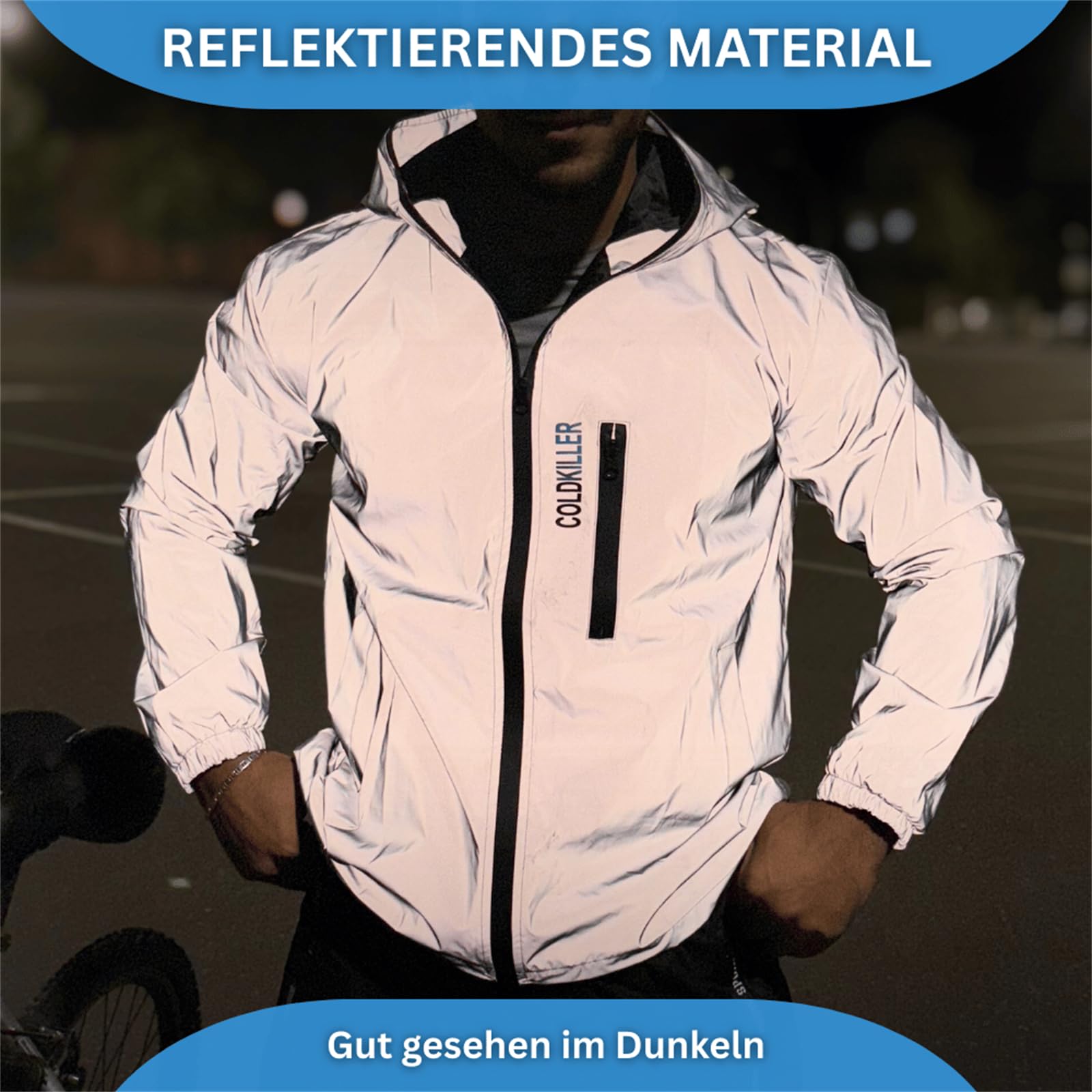 Reflektierende Fahrradjacke für Damen & Herren Reflektierende, wasserdichte und atmungsaktive Jacke Ideal zum Radfahren, Laufen und Wandern