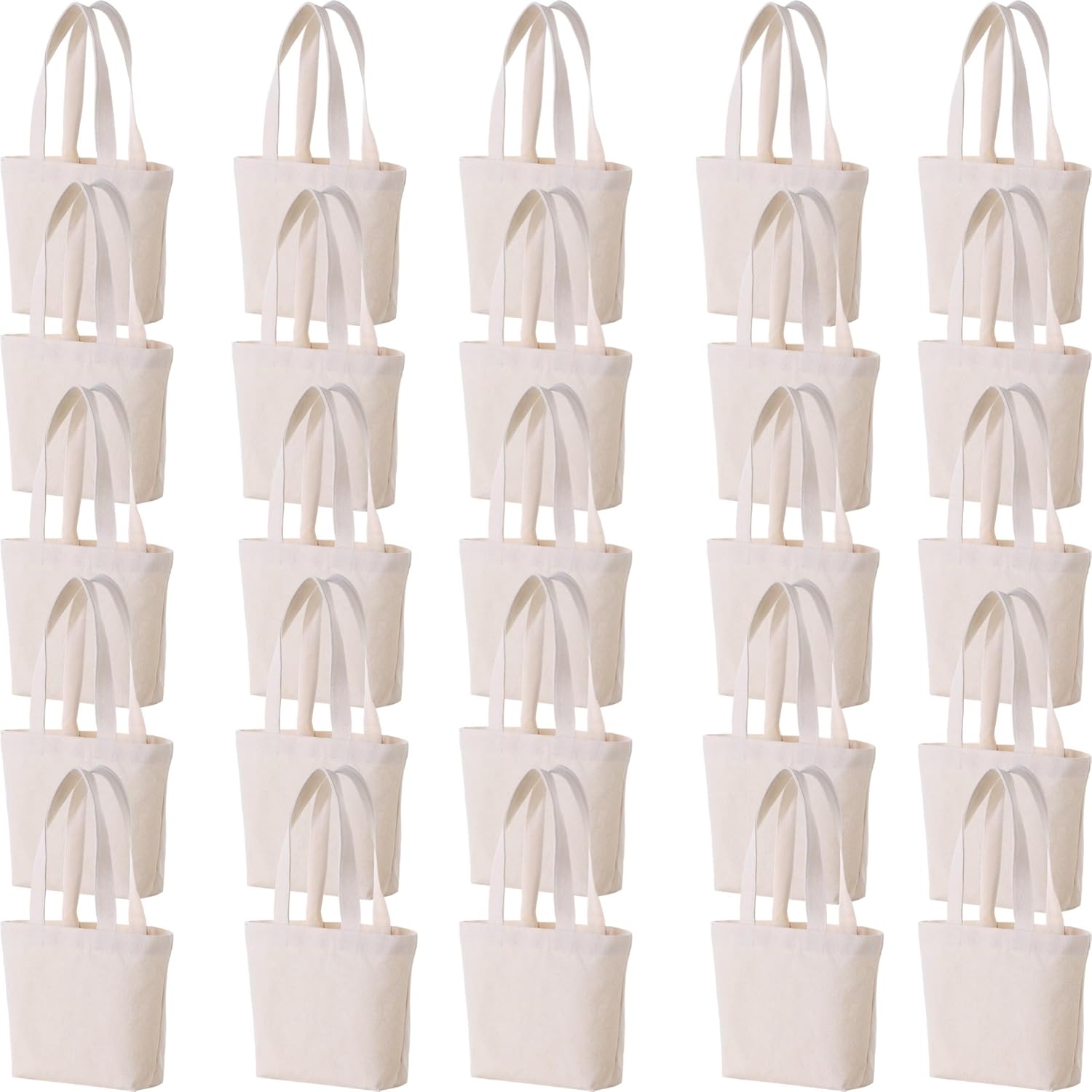 10×8×3 Inch - Small Canvas Tote Bags for Kids Mini Gift Bulk for Painting DIY Arts & Crafts Thick Fabric Bland Bags