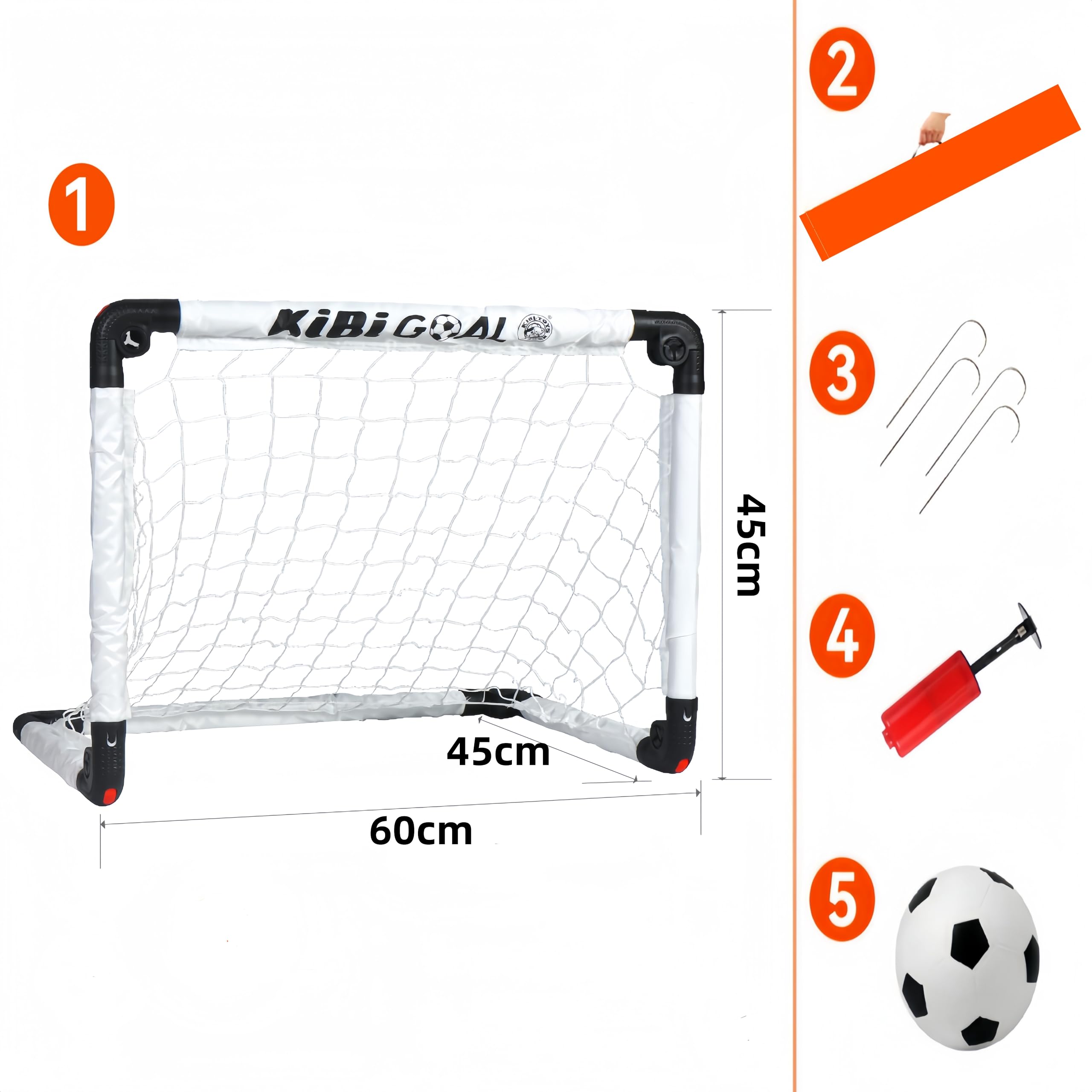 Fussballtor, Fußballtor Kinder Fußball Spielzeug, Fussballtore für Garten Kinder, Fußballtor Faltbar für Indoor/Outdoor/Garten Fußball Spielzeug (weiß 60x45 Tor+ fußball)