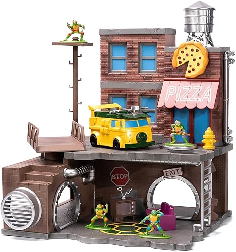 Miniatura 8 de Jada 34679 - Juego de diorama de tortuga ninja con figuras y vagón de fiesta Nano Scene Series Model