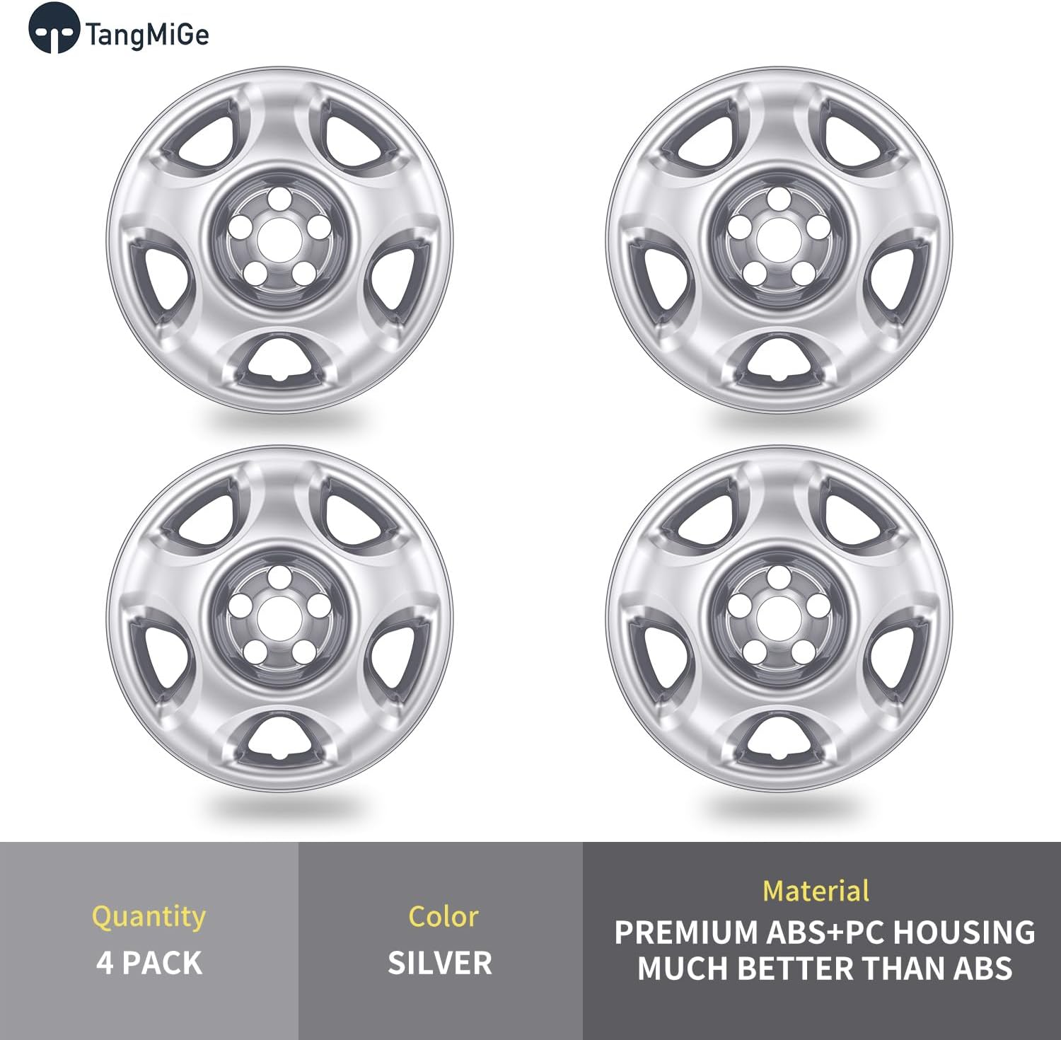 tangmige 4-pack wheel skins compatible with honda cr-v crv 2007 2008 2009 2010 2011, 17 inch 17", hubcap, alloy wheel cover (bright silver)
