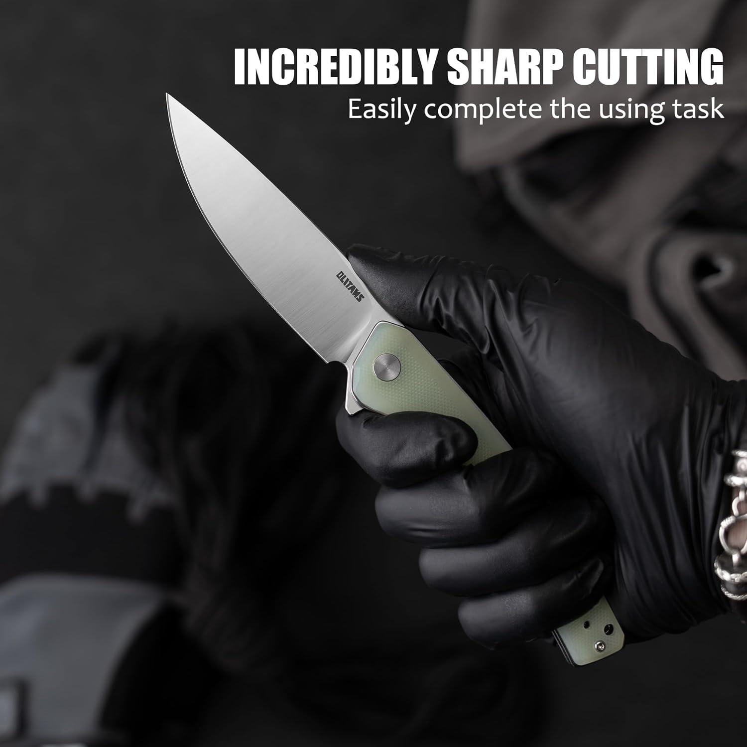 OLITANS G066 Folding Knife 3.5" D2 Blade With G10 Handle Camping Pocket Knife Lightweight Outdoor EDC