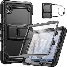 SEYMCY Case for Samsung Galaxy Tab A11(2025)/ A9(2023) 8.7 Inch, Full Body Shockproof with Screen Protector, Built-in Folding Stand, Shoulder Strap for Samsung A11/A9 Tablet Case, Black