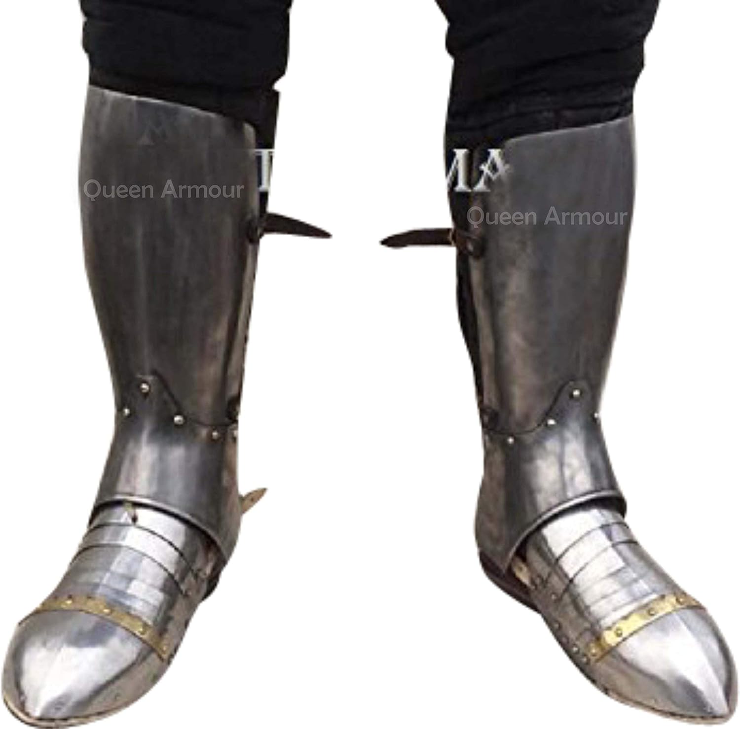 Miniatura 2 de Queen Armour Greaves funcionales medievales, armadura de piernas, armadura plateada, hombro de caballero, armadura medieval, disfraz de cuero de